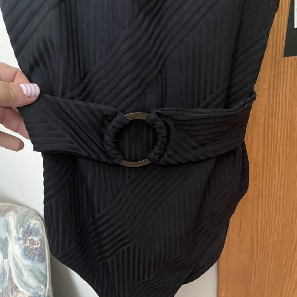 1X lbiza black ribbed ONE PIECE swimsuit NEW - Picture 2 of 7